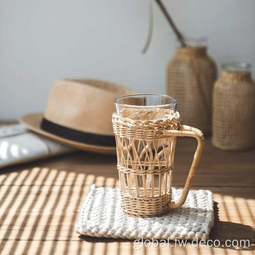 Rattan Glassware Water Cup Handmade rattan Korean retro creative glass water cup Supplier